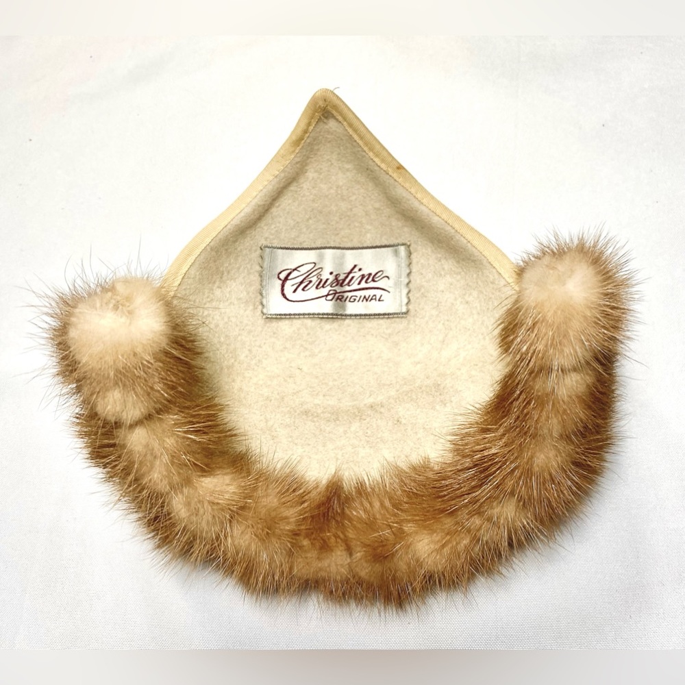 HAT Christine Original 1950s Mink Hat Vintage Headband Style Light brown Mink - Picture 7 of 12
